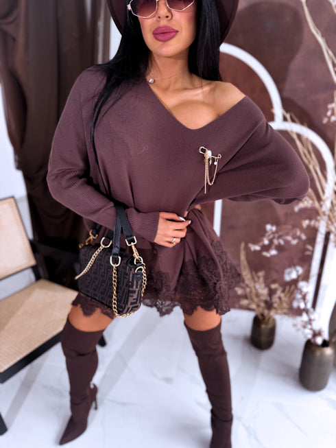 PLUS SIZE sweater "AGAIN 10588"- choco